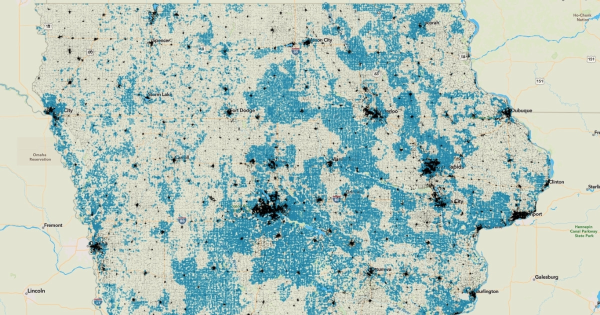 New Map Shows (lack of) Broadband Access in Iowa